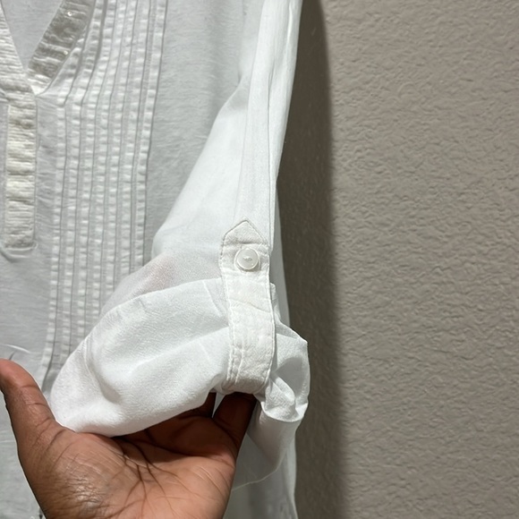 Style & Co Sz XL White Tunic Lace Trim Top Blouse Women Stylish Cut 100% Cotton - Picture 5 of 11